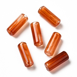 Coral Transparent Acrylic Beads, Two Tone, Column, Coral, 13x5mm, Hole: 1.6mm, about: 1950pcs/500g