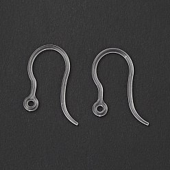 Clear Transparent Resin Earring Hooks, with Horizontal Loops, Clear, 17x12x1mm, Hole: 1.2mm, 21 Gauge, Pin: 0.7mm