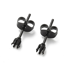 Черный 316 серьги-гвоздики из хирургической нержавеющей стали, чёрные, 3x14 мм