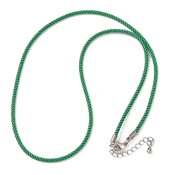 Морско-зеленый 2мм круглый нейлоновый миланский шнур для изготовления ожерелья, с латунными выводами и 303 застежками из лобстера из нержавеющей стали, цвет нержавеющей стали, цвета морской волны, 18.50~18.70 дюйм (47~47.5 см)