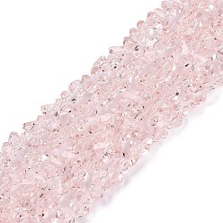 Розовый Прозрачные стеклянные бусины, треугольные, граненые, туманная роза, 2~2.5x3.5~4x3.5~4 мм, отверстие : 0.8 мм, около 126~132 шт / нитка, 13.78~14.96'' (35~38 см)