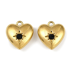 Кобальт 304 прелести нержавеющей стали, со стразами, шарма сердца, реальный 18 k позолоченный, ионное покрытие (ip), кобальт, 13.5x12.5x5.5 мм, отверстие : 1.5 мм