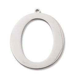 Letter O 304 подвески из нержавеющей стали, буквы, Письмо O, 40x33.5x1.4 мм, отверстие : 2 мм