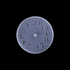 (7BDF) Прозрачный морозный бирюзовый Плоские круглые часы с арабскими цифрами настенные украшения силиконовые формы, для уф-смолы, изготовление изделий из эпоксидной смолы, призрачный белый, внутренний диаметр: 98 мм