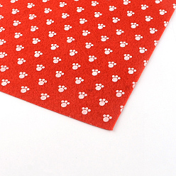 Red Dog Paw Prints Non Woven Fabric Embroidery Needle Felt for DIY Crafts, Red, 30x30x0.1cm, 50pcs/bag