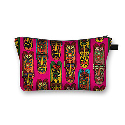 Темно-Розовый Косметичка из полиэстера с принтом на молнии, сумки-клатчи женские дорожная сумка большой вместимости, темно-розовыми, 21.5x13 см