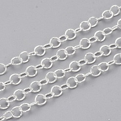 Silver 304 Stainless Steel Rolo Chains, Belcher Chain, Unwelded, with Spool, Silver Color Plated, 4x0.6mm, about 164.04 Feet(50m)/roll