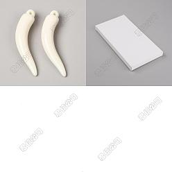 Old Lace 30Pcs Opaque Acrylic Big Pendants, Tooth Shape Charms, Old Lace, 60x11~12mm, Hole: 3mm