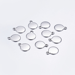 Stainless Steel Color 304 Stainless Steel Charms, Flat Round, Stamping Blank Tag, Stainless Steel Color, 11x8x0.8mm, Hole: 1.2mm