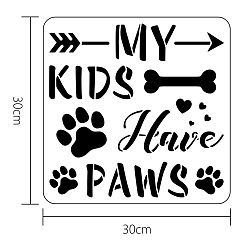 Paw Print Plastic Reusable Drawing Painting Stencils Templates, for Painting on Scrapbook Fabric Tiles Floor Furniture Wood, Square, Paw Print, 300x300mm