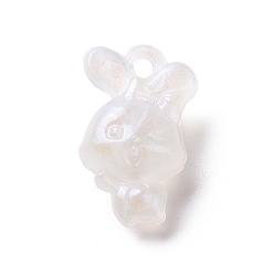 White Luminous Acrylic Pendants, with Glitter, Glow In The Dark, Rabbit, White, 28.5x19x11.5mm, Hole: 3mm, about 200pcs/500g