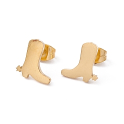 Golden 304 Stainless Steel Boot Shape Stud Earrings for Men Women, Golden, 9.5x10mm, Pin: 0.8mm