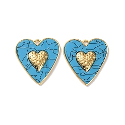 Темно-Голубой 304 подвески из нержавеющей стали, сердце, с акриловой, вакуумные покрытия, реальный 18 k позолоченный, глубокое синее небо, 42.5x38.5x5 мм, отверстие : 3x3.2 мм
