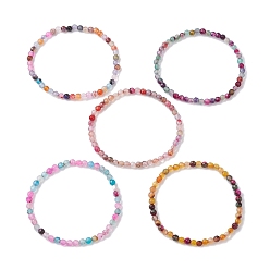Natural Agate Faceted Natural Agate Bead Stretch Bracelet, Dyed & Heated, Inner Diameter: 2-1/4 inch(5.8cm)