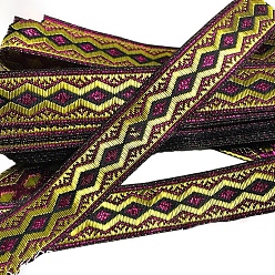 Dark Khaki 7M Ethnic Style Polyester Jacquard Rhombus Ribbon, Dark Khaki, 3/4 inch(20mm), about 7.66 Yards(7m)/Roll