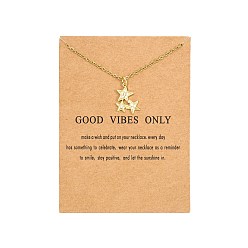 Звезда Ожерелья с подвесками из латуни с прозрачным кубическим цирконием и микропаве, ожерелья из нержавеющей стали, золотые, звезда, 16.14~19.69 дюйм (41~50 см)