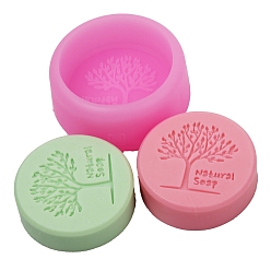 Hot Pink Silicone Molds, for Handmade Soap Making, Round with Tree, Hot Pink, 78x33mm, Inner Diameter: 68x25mm