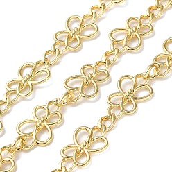 Real 18K Gold Plated Rack Plating Brass Butterfly Link Chains, Figaro Chains, Soldered, with Spool, Cadmium Free & Lead Free, Real 18K Gold Plated, 20x11x2mm, 7x4.5x1.5mm