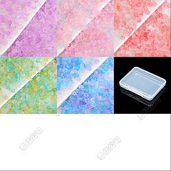 Mixed Color 1000Pcs 4Colors Transparent Acrylic Bead Caps, Flower, with Glitter Powder, Mixed Color, 4x4mm