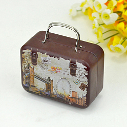 Sienna Mini Iron Suitcases, Miniature Vintage Luggage, Dollhouse Decorations, Rectangle, Sienna, 75x55x35mm