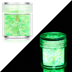 Light Green Luminous Nail Art Glitter Powder, Starry Sky Effect, Shiny Nail Decoration, Glow in the Dark, Light Green, 1~3mm