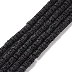 Lava Rock Natural Lava Rock Beads Strands, Flat Round/Disc, 6x3mm, Hole: 0.8mm, about 105pcs/strand, 14.96~15.16''(38~38.5cm)