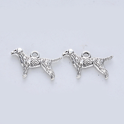 Antique Silver Tibetan Style Alloy Pendants, Cadmium Free & Nickel Free & Lead Free, Dog, Antique Silver, 14.5x23.5x2.8mm, Hole: 2mm, about 357pcs/500g