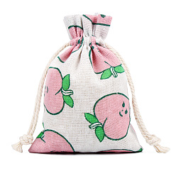 Peach Прямоугольник мешковина упаковочных мешочков шнурок сумка, на Рождество, свадьба и упаковка поделки, персик, 14x10 см