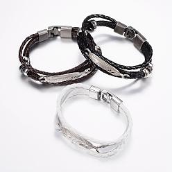 Couleur Mélangete Cordon en cuir bracelets multi-brins, de trouver des alliés, couleur mixte, 8-1/4 pouces (210 mm), 11x4mm