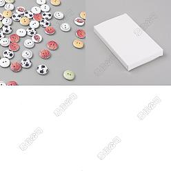 (52) Непрозрачная лаванда 2 сумки 2 деревянные пуговицы с дырочками, плоская круглая форма с рисунком в виде шарика, разноцветные, 15x4 мм, отверстие : 1.8 мм, 100 шт / пакет