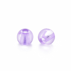 Lilac Transparent Acrylic Beads, Round, Lilac, 6x5mm, Hole: 1.8mm, about 4400pcs/500g