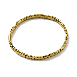 Golden Plated PVD Vacuum Plating Non-magnetic Synthetic Hematite Stretch Bracelets, Golden Plated, 1/4x1/8 inch(0.5x0.3cm), Inner Diameter: 2-5/8~2-7/8 inch(6.8~7.2cm)