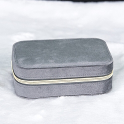 Light Grey Velvet Box, Jewelry Organizer, for Necklaces, Rings, Earrings and Pendants, Rectangle, Light Grey, 15.5x11x5.5cm
