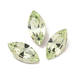 Хризолит Стеклянные стразы кабошоны, задние и задние, граненые, лошадиный глаз , хризолит, 10x5x3.5 мм