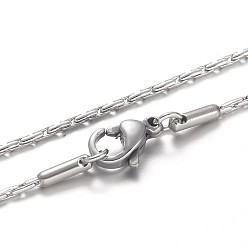 Нержавеющая Сталь Цвет Устойчивые к потускнению 304 ожерелья из нержавеющей стали с цепочкой Boston Link, с карабин-лобстерами , цвет нержавеющей стали, 17.7 дюйм (45 см)