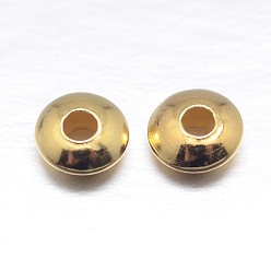 Real 18K Gold Plated Real 18K Gold Plated Saucer 925 Sterling Silver Spacer Beads, Golden, 4x2mm, Hole: 1.2mm, about 246pcs/20g