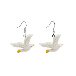 E4263-3/Pigeon Fun 3D Animal Fried Egg Earrings Cute Creative Basketball Dice Ocean Starfish Goldfish Fries Ear Drops
