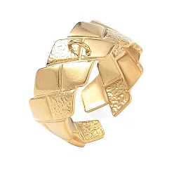 Golden Rhombus 304 Stainless Steel Finger Rings Components, with Loop, Ion Plating(IP), Golden, 9mm, Hole: 2mm, 19mm