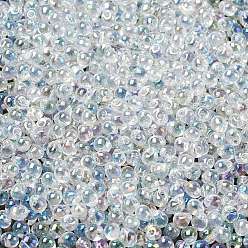 (DP250) Crystal AB Миюки 3.4мм капельные бусины, японский бисер, прозрачные цвета AB, (dp250) кристалл ab, 3.4x3 мм, отверстие : 0.65 мм, Около 180 шт / 10 г