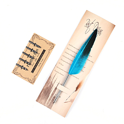 Темно-Голубой Перо, смоченное пером, каллиграфия, тушь, перо, с заменой 5головка из сплава шт., глубокое синее небо, 270x90 мм, Руководитель: 1 mm