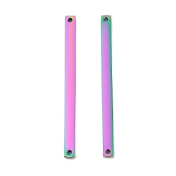 Rainbow Color Ионное покрытие (ip) 304 звенья / соединители из нержавеющей стали, прямоугольные, Радуга цветов, 40x3x1.7 мм, отверстие : 1.2 мм