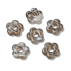 Серый Бусины лэмпворк европейского стиля , бусины с большим отверстием, сливы, серые, 15.5~16x15.5~16x3.5~4 мм, отверстие : 4.8 мм