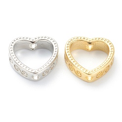 Mixed Color Brass Bead Frames, Long-Lasting Plated, Heart, Mixed Color, 9.5x10x3mm, Hole: 1.4mm