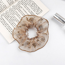 Champagne-colored sausage ring Chic Bun Hair Tie with Rhinestone Decor for Women - Elegant and High-end Ponytail Holder