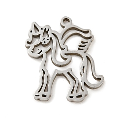 Stainless Steel Color 201 Stainless Steel Pendants, Laser Cut, Unicorn, Stainless Steel Color, 17x14x1mm, Hole: 1.2mm