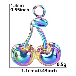 Rainbow Color 304 подвески из нержавеющей стали, вишневое очарование, Радуга цветов, 11x14 мм