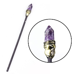 Amethyst Natural Amethyst Magic Wand, Cosplay Magic Wand, with Wood Wand, for Witches and Wizards, 320mm