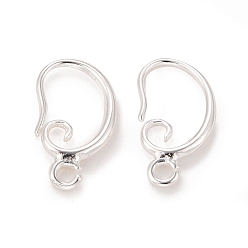 925 Sterling Silver Plated Rack Plating Eco-friendly Brass Earring Hooks, with Horizontal Loop, Lead Free & Cadmium Free, 925 Sterling Silver Plated, 16.5x1.5mm, Hole: 1.5mm, 18 Gauge, Pin: 1mm