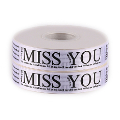 Thistle Printed Polyester Ribbons, Garment Accessory, Word Miss You, Thistle, 1 inch(25mm), about 40 yards/roll