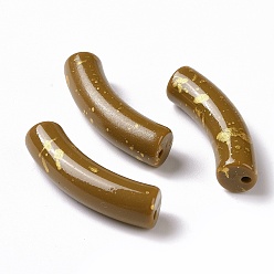 Верблюжий Непрозрачные акриловые бусины, с блеском порошок, изогнутая трубка, верблюжие, 33x10x8 мм, отверстие : 1.5 мм